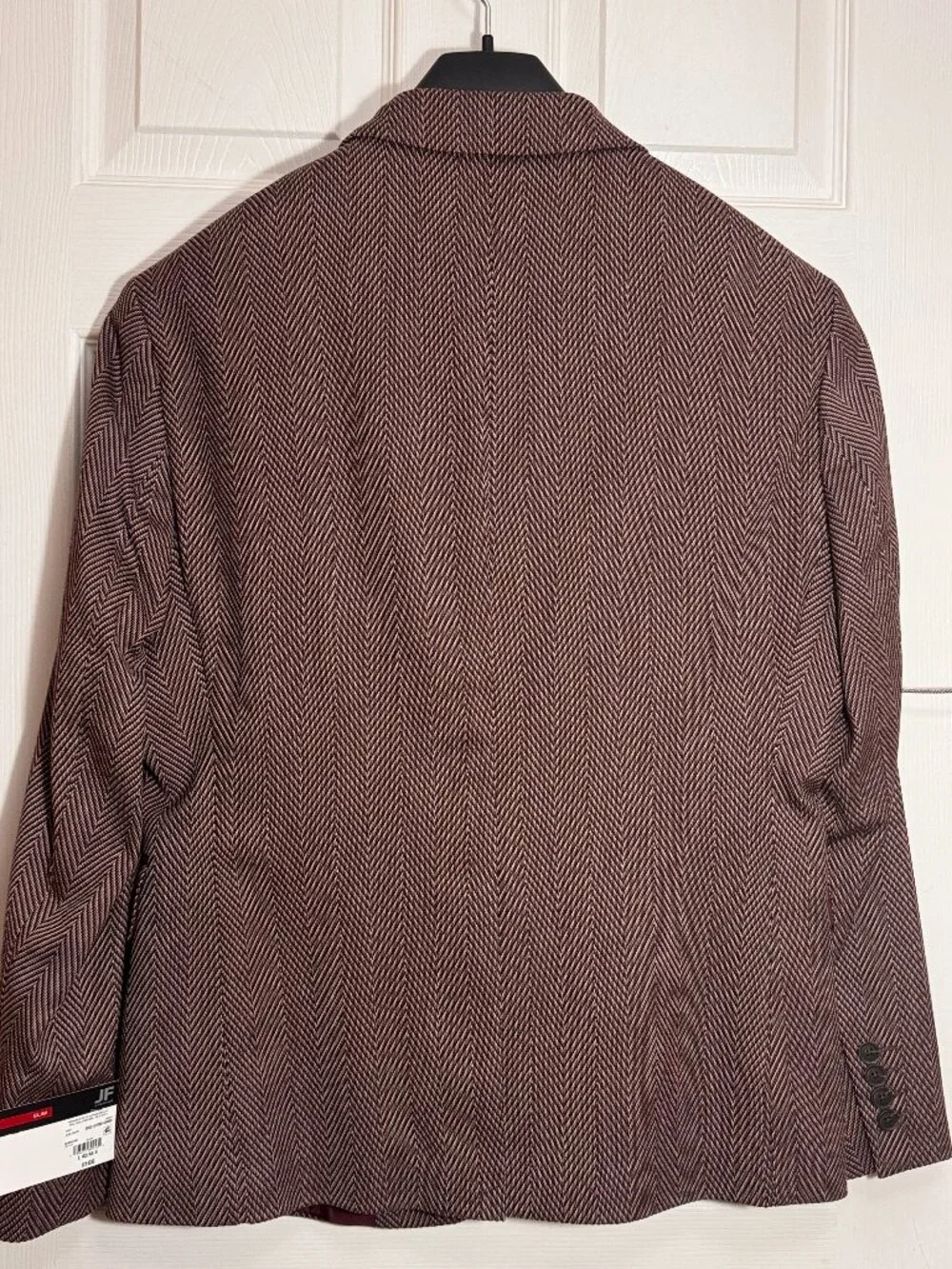 NWT JF J.Ferrar Men’s Brown Herringbone Slim Fit Blazer Sport Coat Suit Jacket
